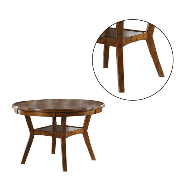Round Top Wooden Dining Table with Boomerang Legs, Walnut Brown
