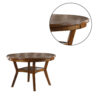 Round Top Wooden Dining Table with Boomerang Legs, Walnut Brown