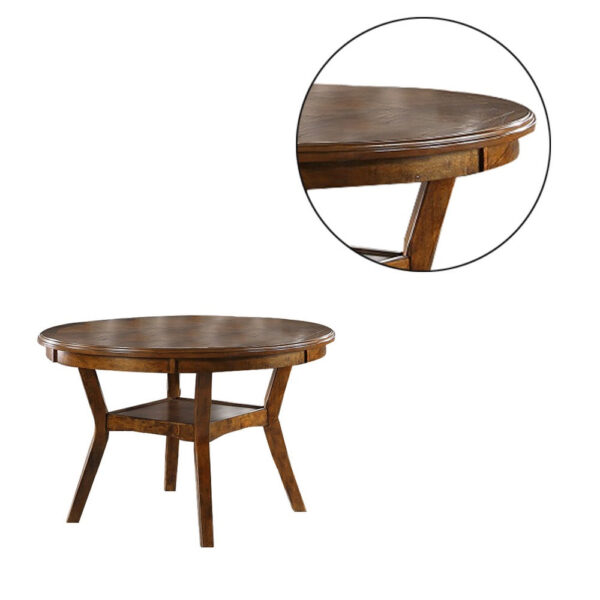 Round Top Wooden Dining Table with Boomerang Legs, Walnut Brown
