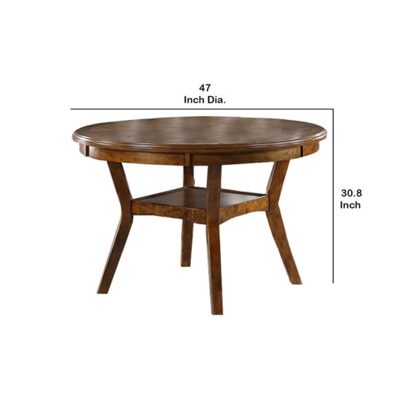 Round Top Wooden Dining Table with Boomerang Legs, Walnut Brown