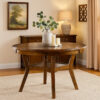 Round Top Wooden Dining Table with Boomerang Legs, Walnut Brown
