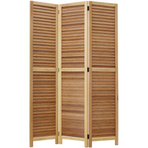 15022026699154d588e79.jpeg Wooden 3 Panel Shutter Screen with Bamboo Slats, Natural Brown