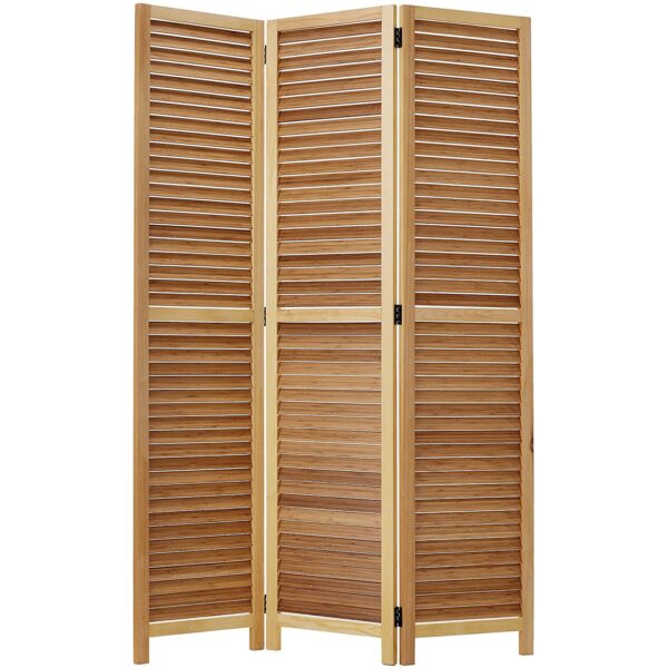 15022026699154d588e79.jpeg Wooden 3 Panel Shutter Screen with Bamboo Slats, Natural Brown