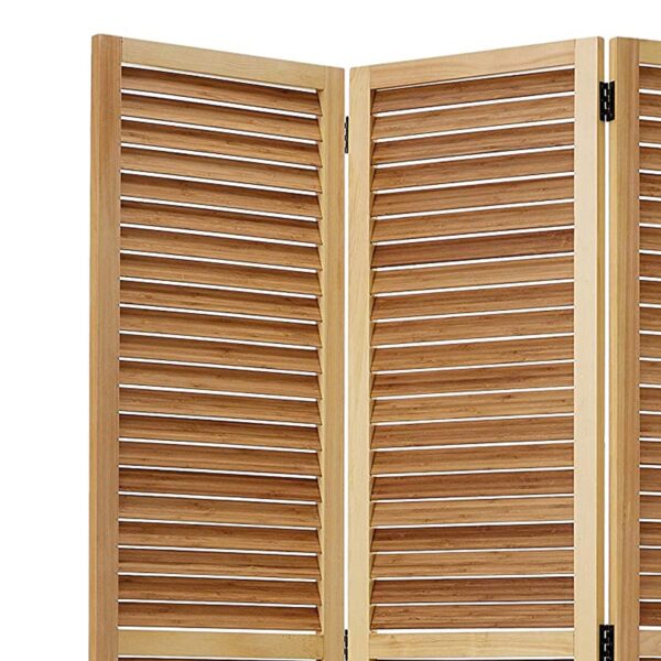 15022026699154e282964.jpeg Wooden 3 Panel Shutter Screen with Bamboo Slats, Natural Brown