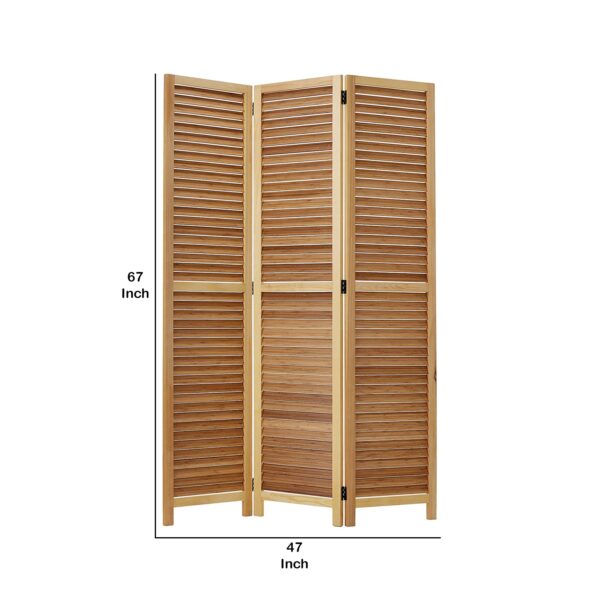 15022026699154e6e0caf.jpeg Wooden 3 Panel Shutter Screen with Bamboo Slats, Natural Brown