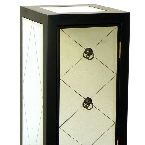 34 Inch Wood and Mirror Storage Chest with 1 Door, Black