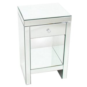15022026699155803142d.jpeg 26 Inch Beveled Mirror Chest with 1 Drawer, Silver