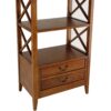 X Frame Wooden Rack with 2 Drawers and Open Shelf, Brown