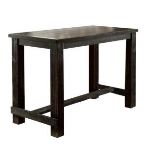 1502202669915687dc0f9.jpeg Rustic Plank Wooden Bar Table with Block Legs, Antique Black