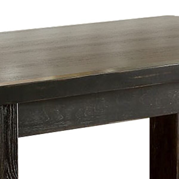 Rustic Plank Wooden Bar Table with Block Legs, Antique Black