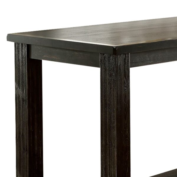 Rustic Plank Wooden Bar Table with Block Legs, Antique Black