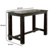 Rustic Plank Wooden Bar Table with Block Legs, Antique Black