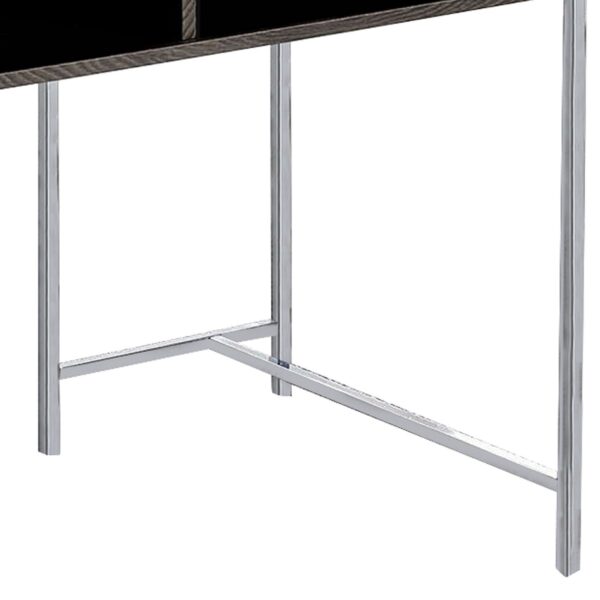 15022026699156d73a130.jpeg Wooden Desk with Metal Base and Open Compartments, Brown