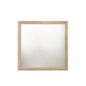Square Shaped Wooden Mirror with Rough Hewn Texture, Brown