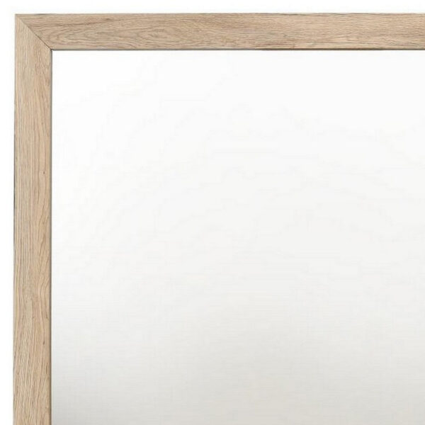 Square Shaped Wooden Mirror with Rough Hewn Texture, Brown