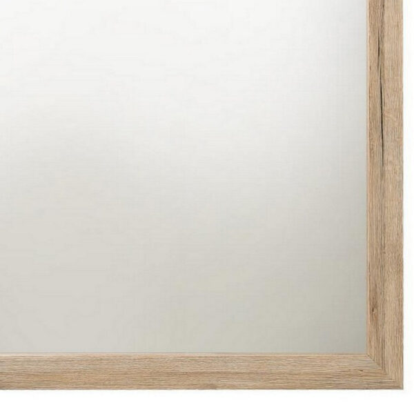 Square Shaped Wooden Mirror with Rough Hewn Texture, Brown