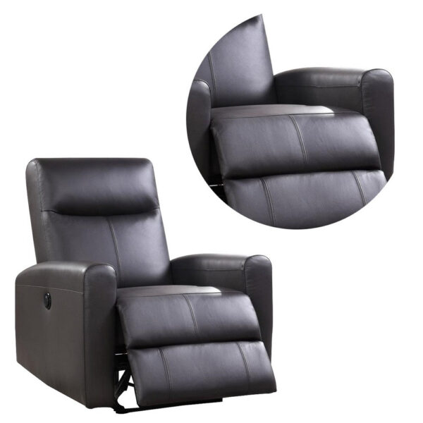 150220266991573e91301.jpeg Leatherette Power Recliner with Tufted Back, Brown