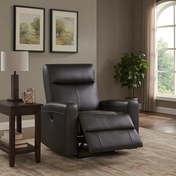 150220266991574741ced.jpeg Leatherette Power Recliner with Tufted Back, Brown