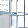 6 Glass Shelf Metal Frame Bar Cabinet with Power Outlet, Clear and Chrome