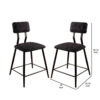 Fabric Counter Height Chairs with Angled Metal Legs, Set of 2, Black