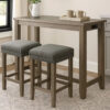 3 Piece Counter Height Dining Set with Stools, Gray