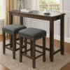 3 Piece Counter Height Dining Set with Stools, Gray