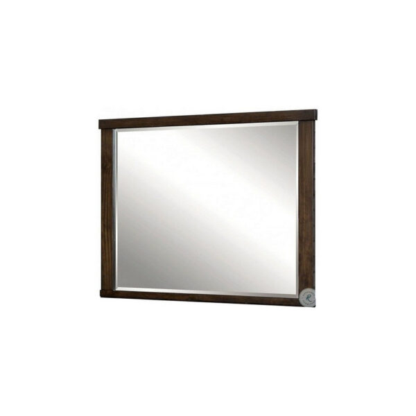Rectangular Wooden Frame Mirror with Mounting Hardware, Walnut Brown
