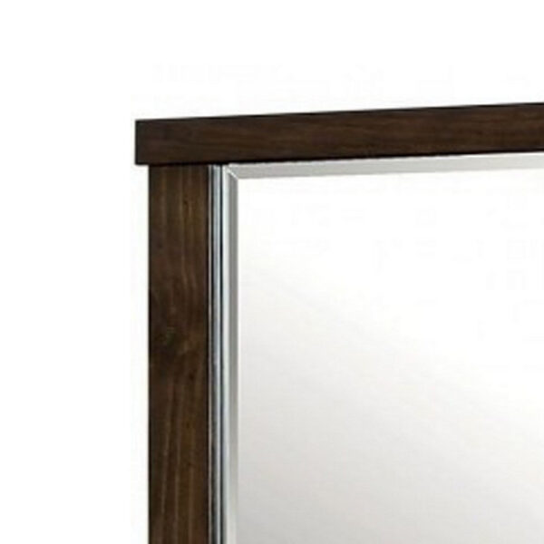 Rectangular Wooden Frame Mirror with Mounting Hardware, Walnut Brown