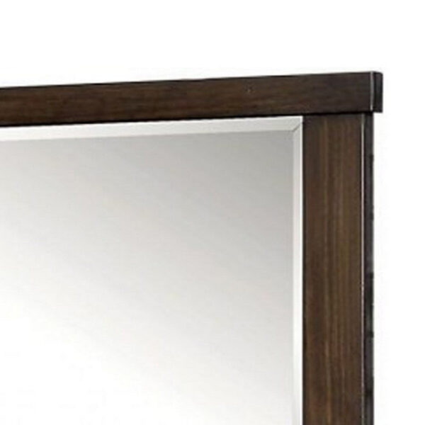 Rectangular Wooden Frame Mirror with Mounting Hardware, Walnut Brown