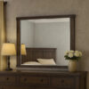 Rectangular Wooden Frame Mirror with Mounting Hardware, Walnut Brown