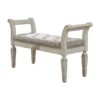 46 Inches Tufted Fabric Padded Wooden Accent Bench, Antique White