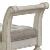 46 Inches Tufted Fabric Padded Wooden Accent Bench, Antique White