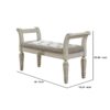 46 Inches Tufted Fabric Padded Wooden Accent Bench, Antique White