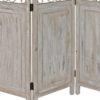 48 inch 3 Panel Screen with Metal Scrollwork, Washed Beige