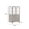 48 inch 3 Panel Screen with Metal Scrollwork, Washed Beige
