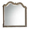 Wooden Molded Frame Mirror with Scalloped Design Top, Taupe Brown