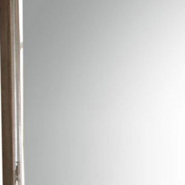 Wooden Molded Frame Mirror with Scalloped Design Top, Taupe Brown