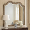 Wooden Molded Frame Mirror with Scalloped Design Top, Taupe Brown