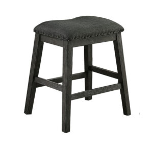 Fabric Saddle Counter Stool with Nailhead Trim, Set of 2, Gray