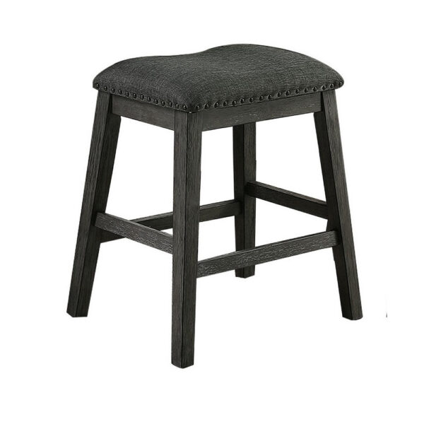 Fabric Saddle Counter Stool with Nailhead Trim, Set of 2, Gray