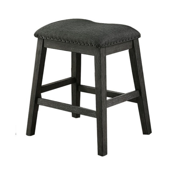 Fabric Saddle Counter Stool with Nailhead Trim, Set of 2, Gray