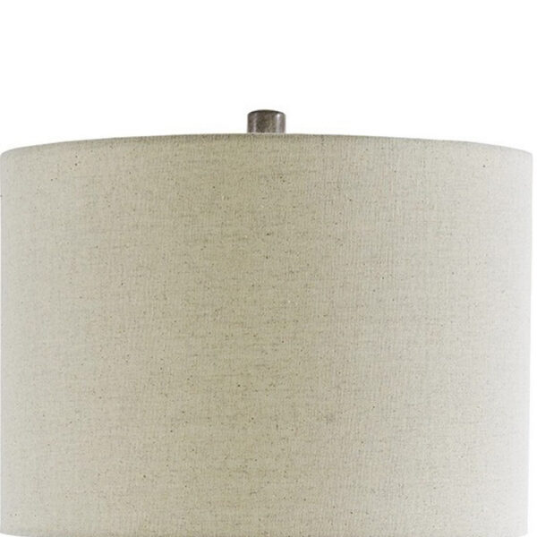1502202669915a869e454.jpeg Textured Ceramic Frame Table Lamp with Fabric Shade, Gray and Off White