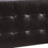 Twin Leatherette Bed with Checkered Tufted Headboard, Dark Brown