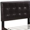 Twin Leatherette Bed with Checkered Tufted Headboard, Dark Brown