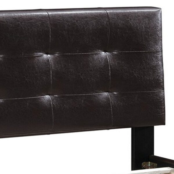 1502202669915bf66a1d6.jpeg Queen Leatherette Bed with Checkered Tufted Headboard, Dark Brown