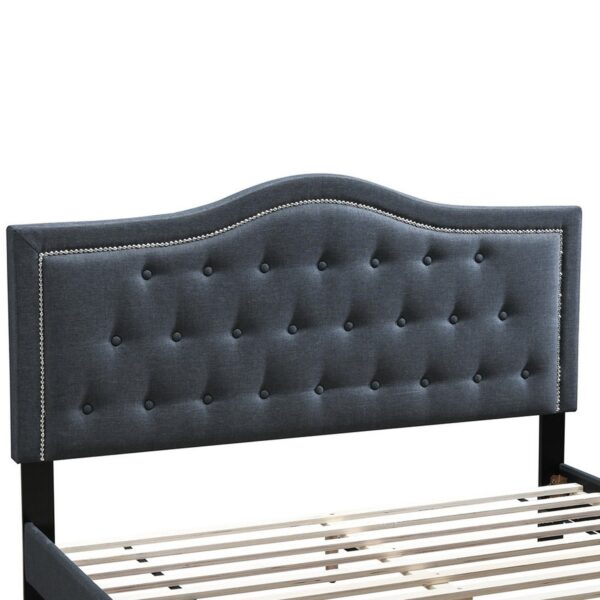 1502202669915ce1b21eb.jpeg Button Tufted Full Burlap Bed with Curved Headboard, Charcoal Gray