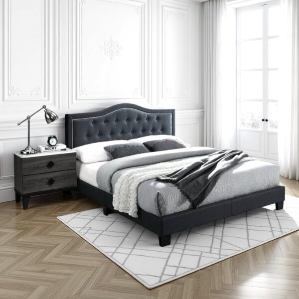 1502202669915d4675961.jpeg Button Tufted Queen Burlap Bed with Curved Headboard, Charcoal Gray