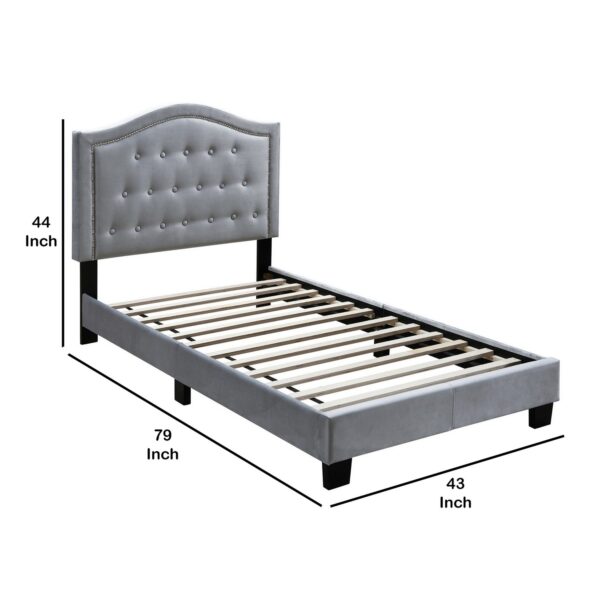 1502202669915d83c19c6.jpeg Button Tufted Twin Velvet Bed with Curved Headboard, Gray