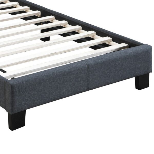 Twin Bed with Button Tufted Scalloped Headboard, Gray