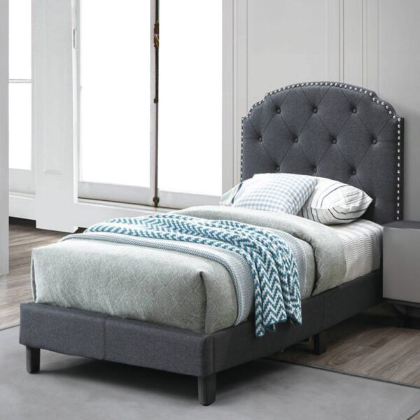 1502202669915e79dde05.jpeg Queen Bed with Button Tufted Scalloped Headboard, Gray